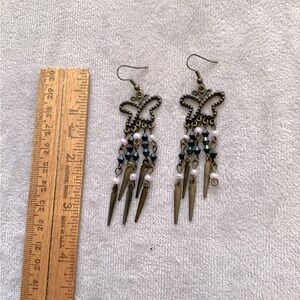 Black and White Bohemian Butterfly Earrings